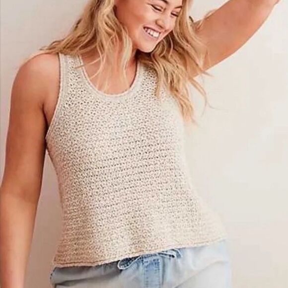 Aerie Chunky Knit Scoop Neck Sweater Tank Top size Small Petite - Picture 1 of 6